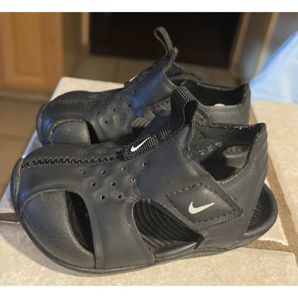 Nike Baby Boy's Sunray Protect 2 TD (Infant/Toddler) Black/White 4C Toddler Baby - Picture 3 of 9